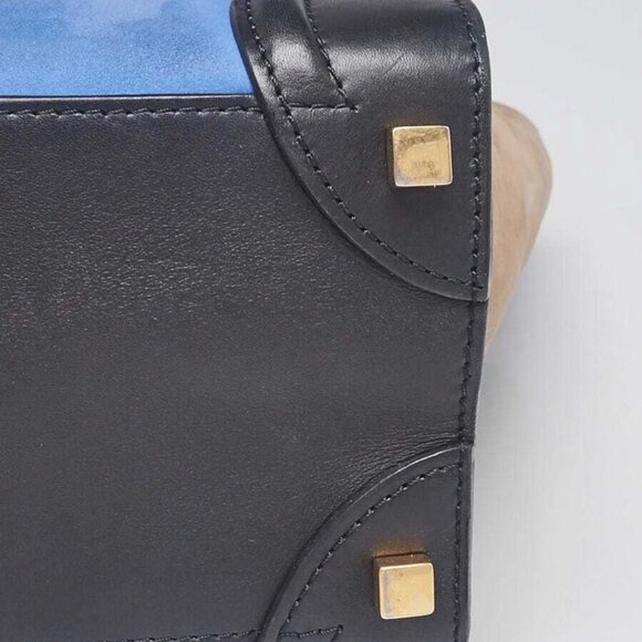 Celine Tri-Color Nubuck and Calfskin Leather Micro Luggage Tote Bag - Picture 4 of 12